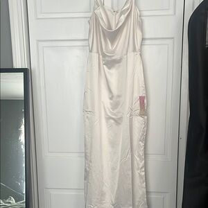 VENUS Pink Ruched Midi Slip Dress